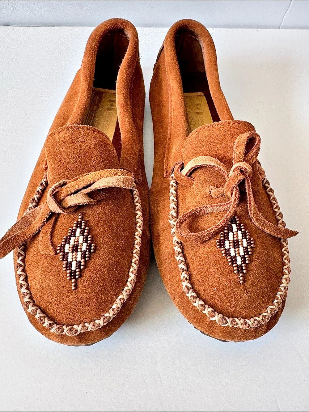 Manitobah Beaded Suede Moccasins Brown US/Canada L/5